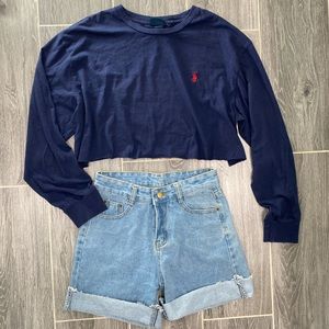 Polo by Ralph Lauren blue cropped raw hem